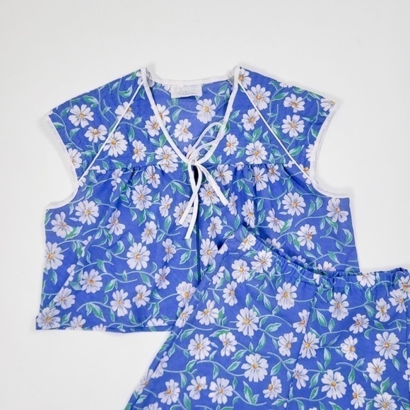 Vintage coord set daisy shorts crop top blouse reworked upcycled high waisted - Picture 7 of 7